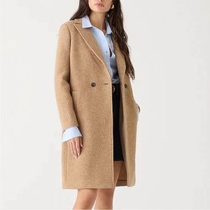 J. Crew New Daphne topcoat in Italian boiled wool heather camel tan pea coat